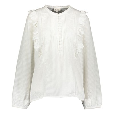 White Ruffled Broderie Blouse