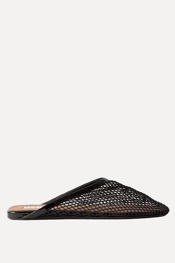 Leather-Trimmed Fishnet Mules from ALAÏA