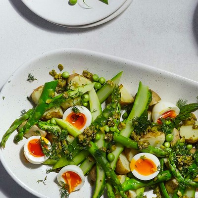 Saffron Aioli With Asparagus, Jerseys & Peas