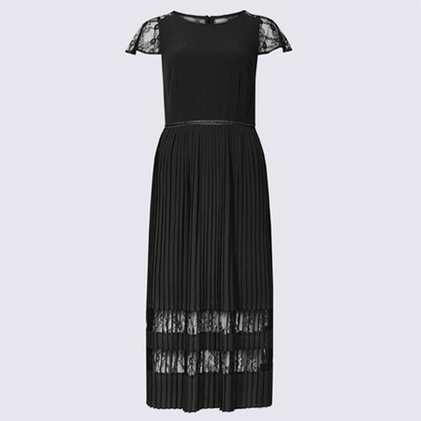 Lace Short Sleeve Skater Midi Dress