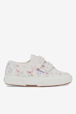 Printed Flowers Strap Canvas White Trainers from Superga 