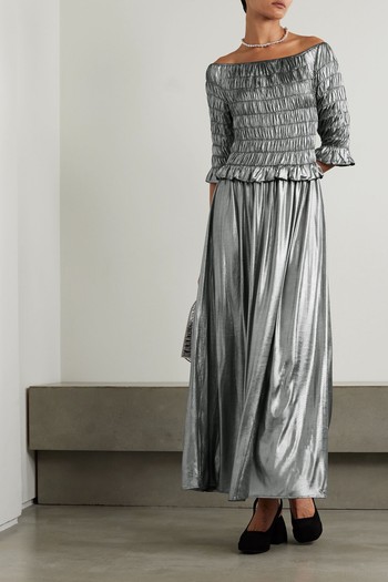 Oak Smocked Metallic Stretch-Lamé Maxi Dress from Batsheva