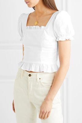 Cropped Ruffled Cotton Poplin Blouse from Staud