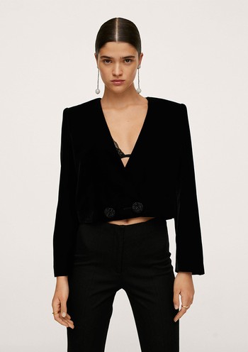 Cropped Velvet Blazer 