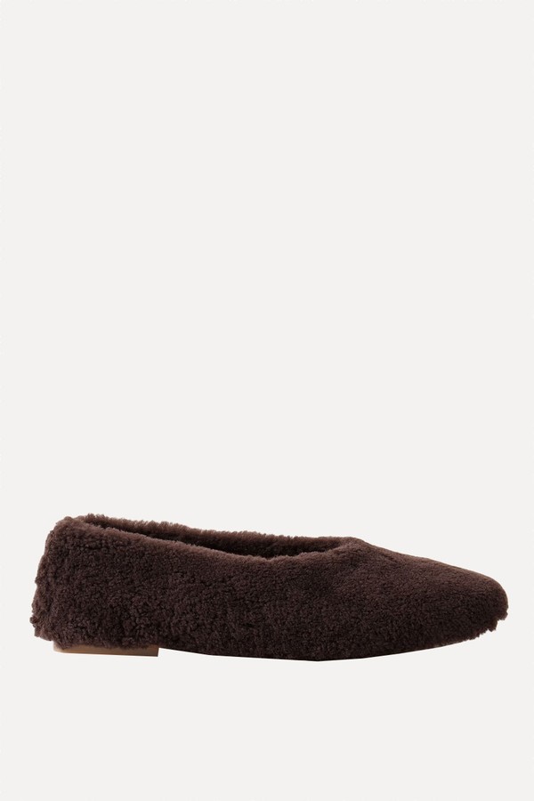 Alba Ballet Shearling Flats from STAUD