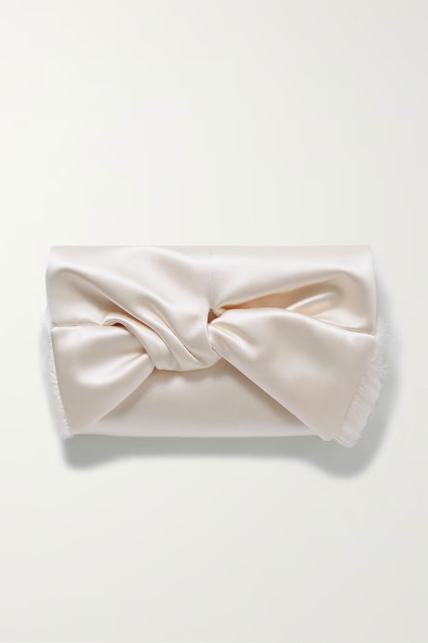Bow Fringed Satin Clutch from Anya Hindmarch + NET SUSTAIN