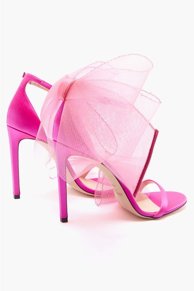 Aveline 100 Oversized Bow Satin Sandals from Jimmy Choo
