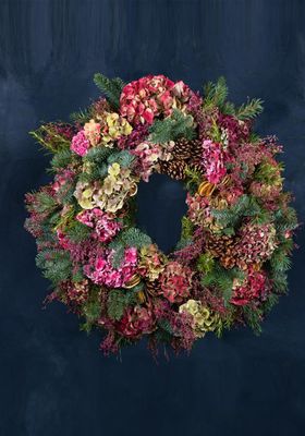 Pink Heather and Hydrangea Wreath