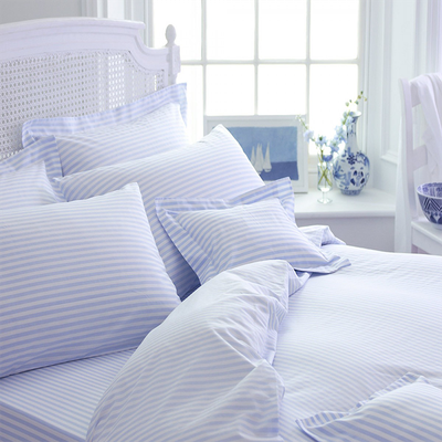 Blue Candy Stripe Bed Linen from Cologne & Cotton