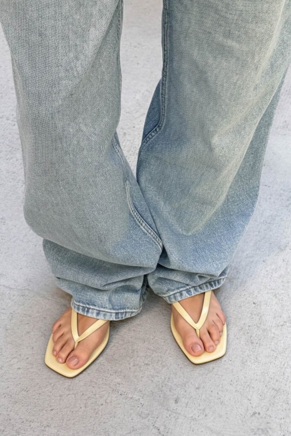 Ola Pale Yellow Leather Sandals from Alohas