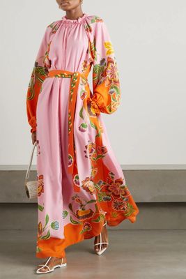 Cerere Belted Ruffled Floral-Print Silk-Habotai Maxi Dress, £1,050 | La DoubleJ