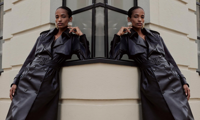 Tailored Faux Leather Belted Trench Coat from Karen Millen