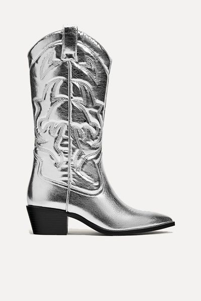 Metallic Cowboy Boots from Stradivarius