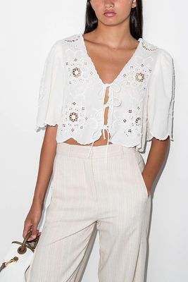 Broderie Anglaise Tie Front Blouse from Sea