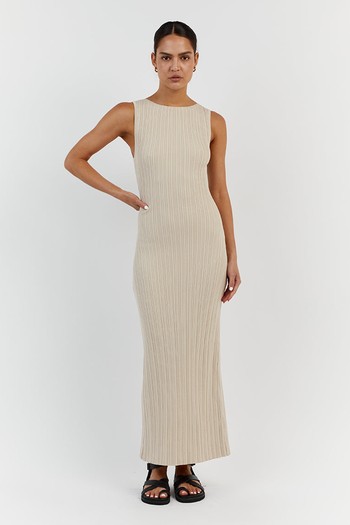 Sienna Stone Knit Midi Dress from Dissh