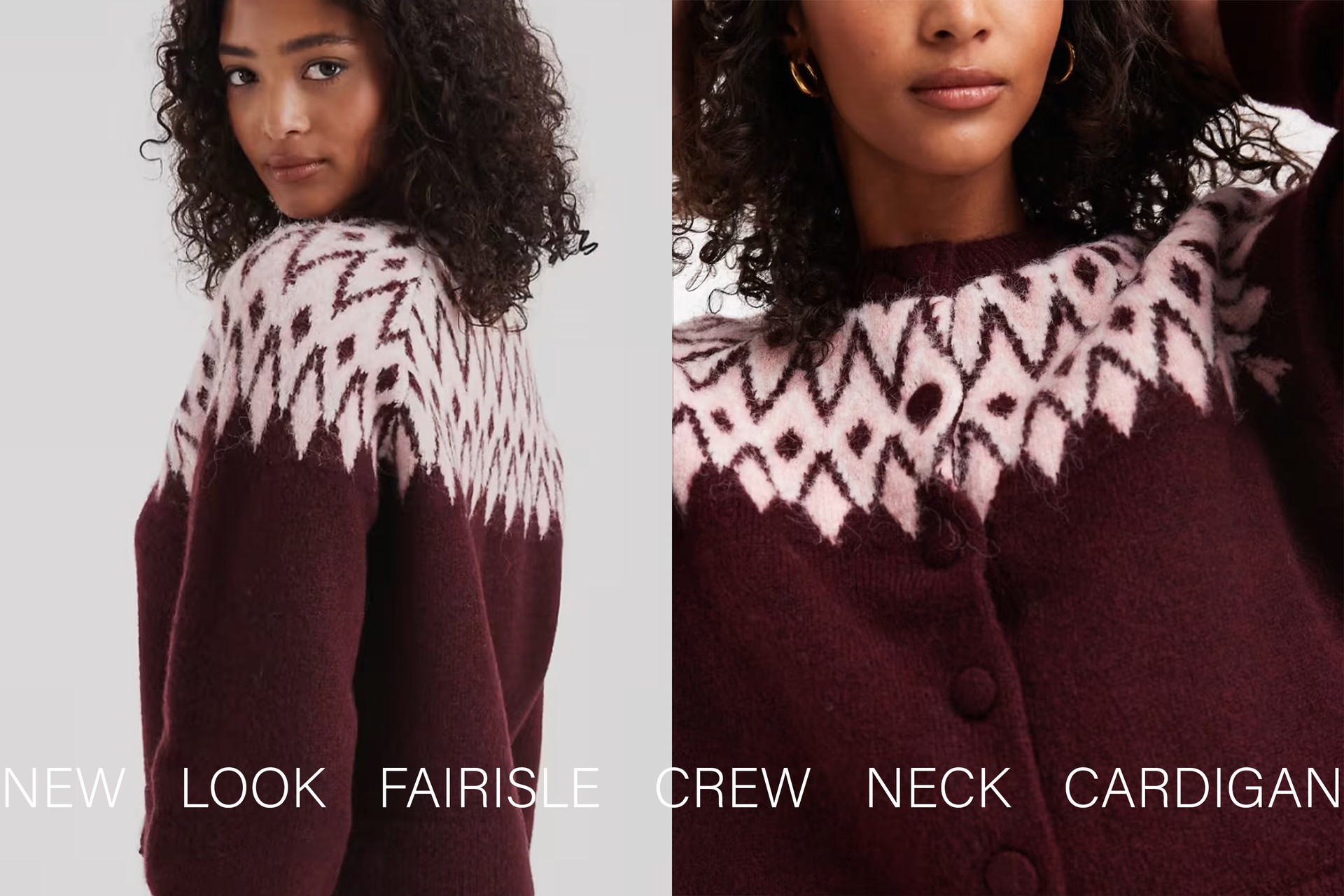 Fairisle Crew Neck Cardigan from New Look