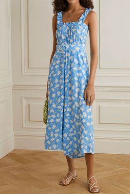 Dolores Belted Shirred Floral-Print Crepe Jumpsuit from Faithfull The Brand