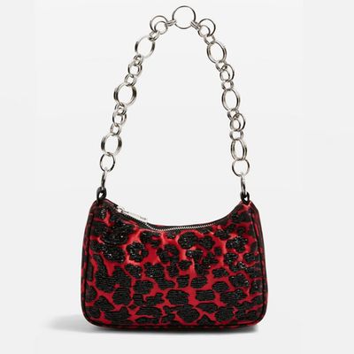 Lana Leopard Print Diamante Shoulder Bag from Topshop 