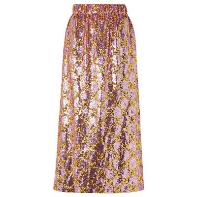 Sequined Tulle Midi Skirt