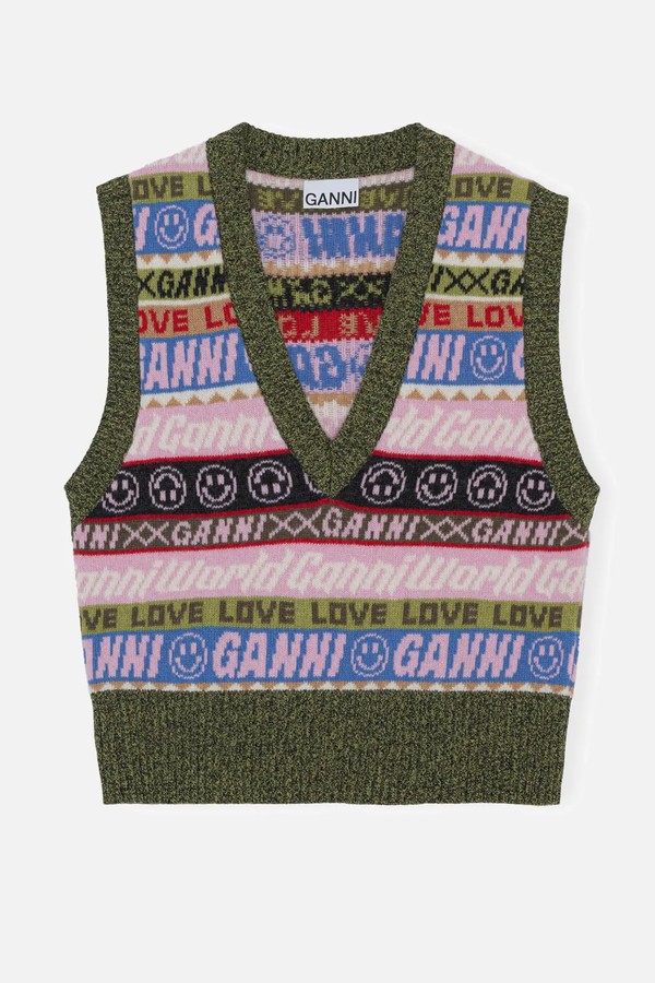 Intasia Knit Recycled Wool Knit Vest from Ganni