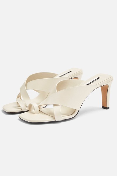 White Toe Loop Mules