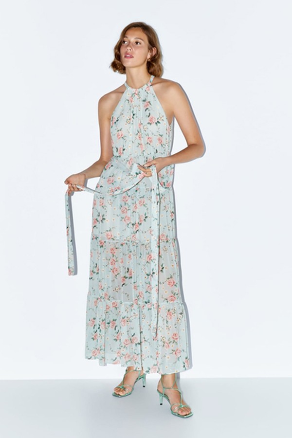 Floral Print Halterneck Dress from Zara