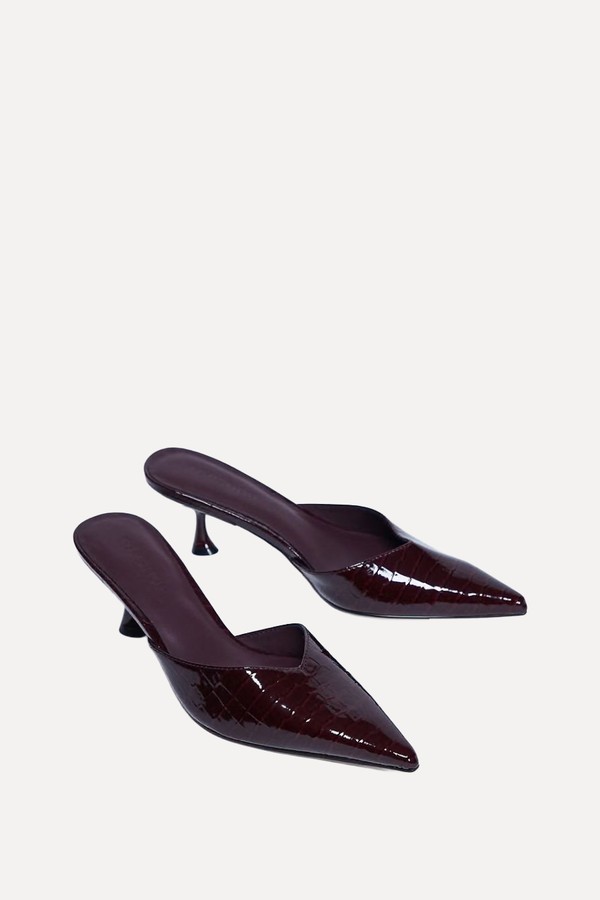 Ivette Croc Patent Close Toe Mules