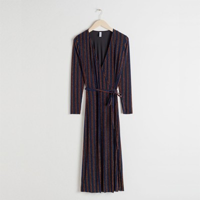 Glitter Stripe Wrap Midi Dress from & Other Stories