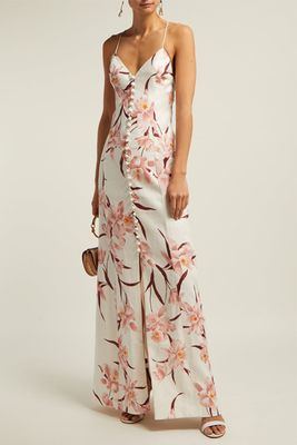 Corsage Floral-Print Linen Dress from Zimmermann