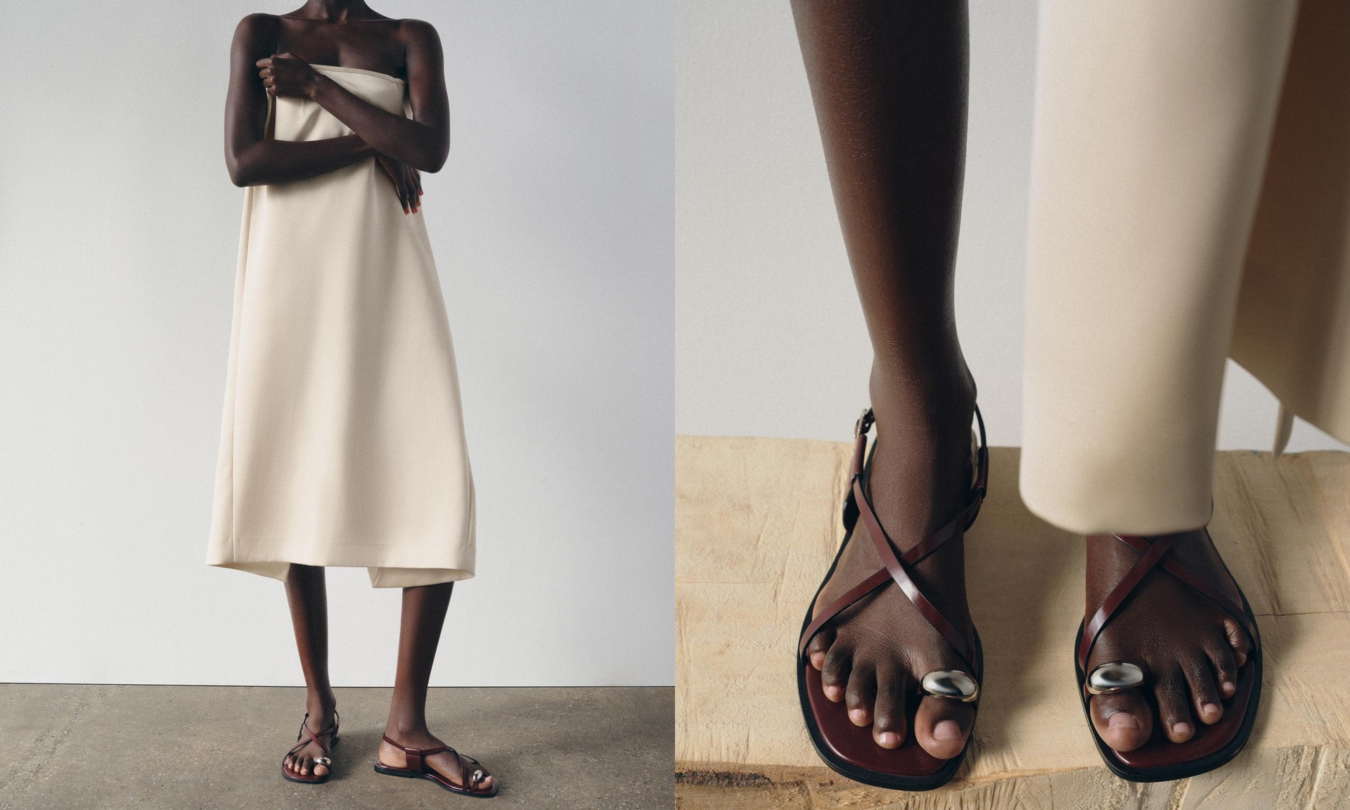 Strappy Flat Slider Sandals With Metal Embellishment from Zara
