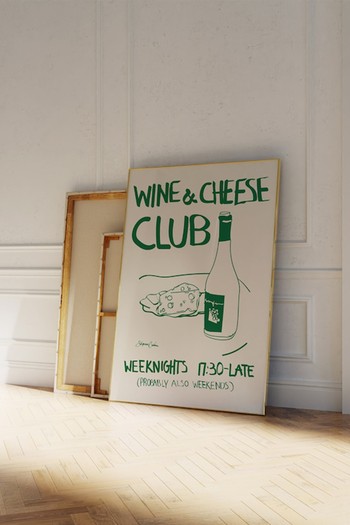 Wine & Cheese Club Poster from Kunst By Stephie 