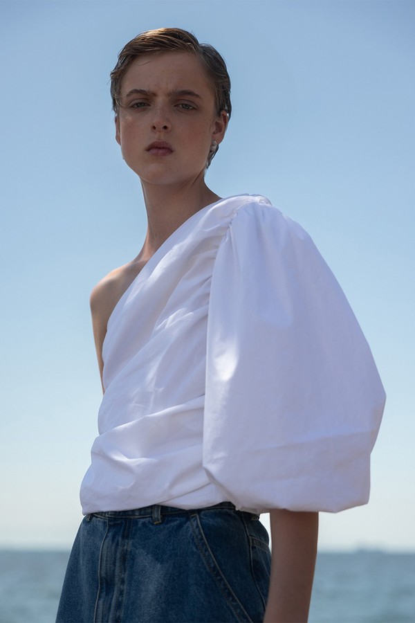 Poplin One Shoulder Top