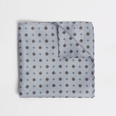 Grey Print Pocket Square from River Island