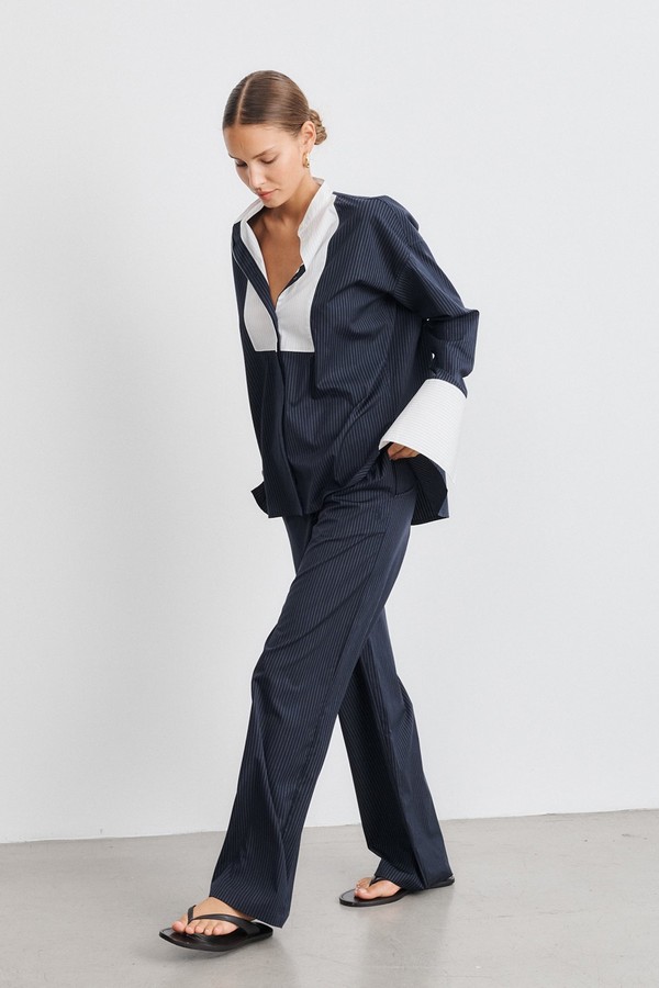 Bianca Cotton Poplin Shirt With Bib from Sessei