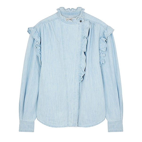 Gossia Ruffle-Trimmed Chambray Blouse from Isabel Marant Étoile