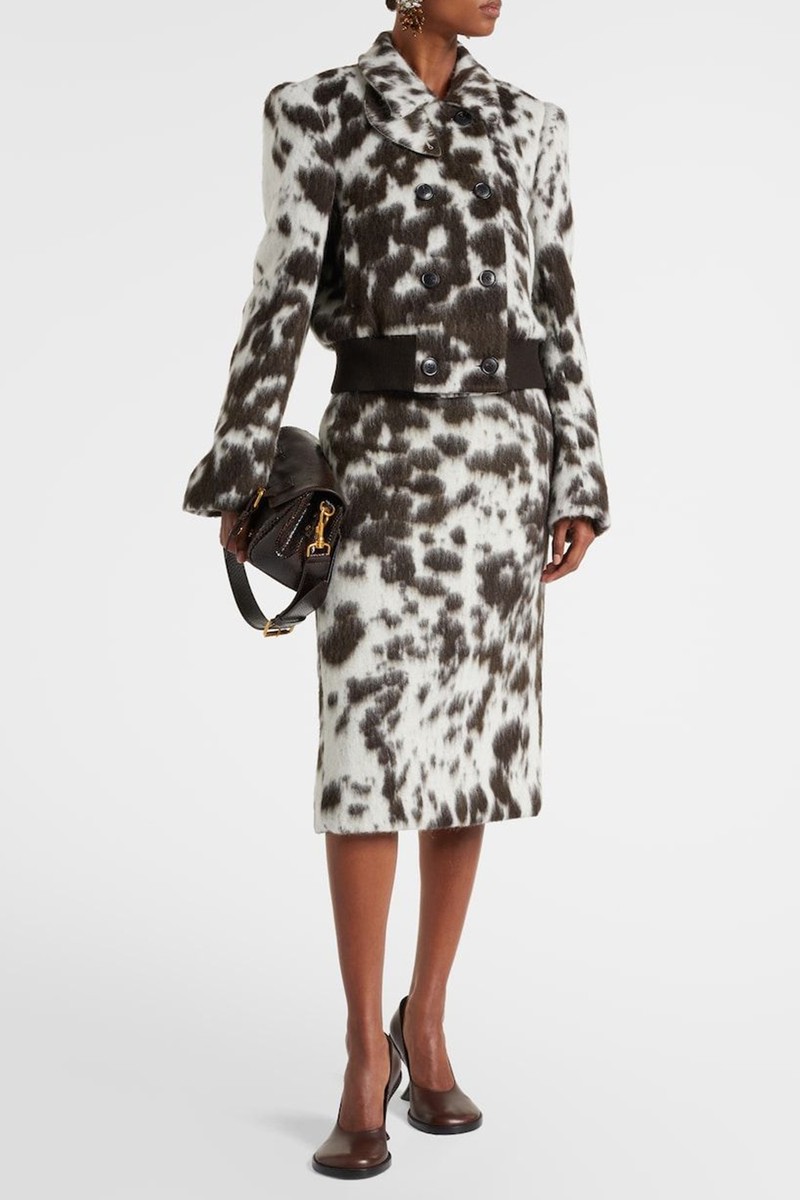Printed Wool-Blend Midi Skirt from Dries Van Noten