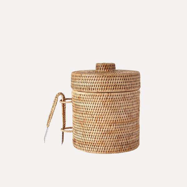 Rattan Ice Bucket With Tongs from Rebecca Udall