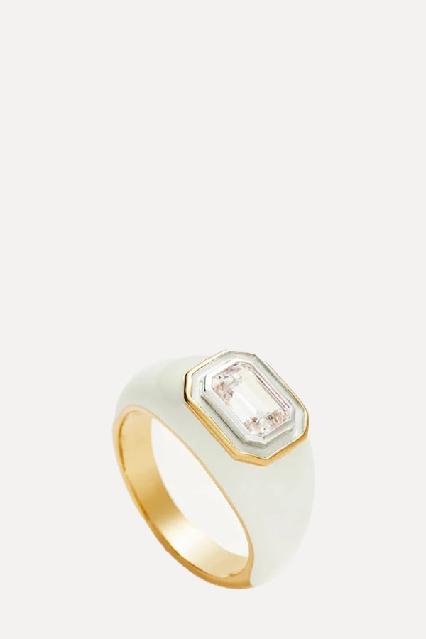 White Enamel Dome Ring from Tanian Jewel