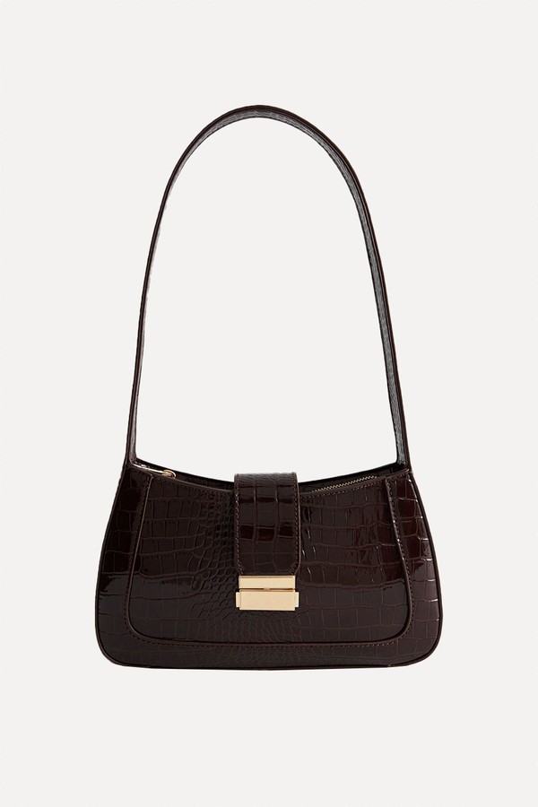 Faux Leather Crocodile Effect Shoulder Bag