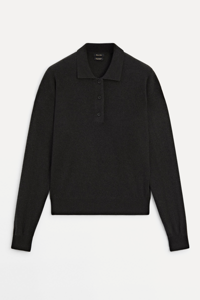 Knit Cashmere Sweater With Polo Collar from Massimo Dutti