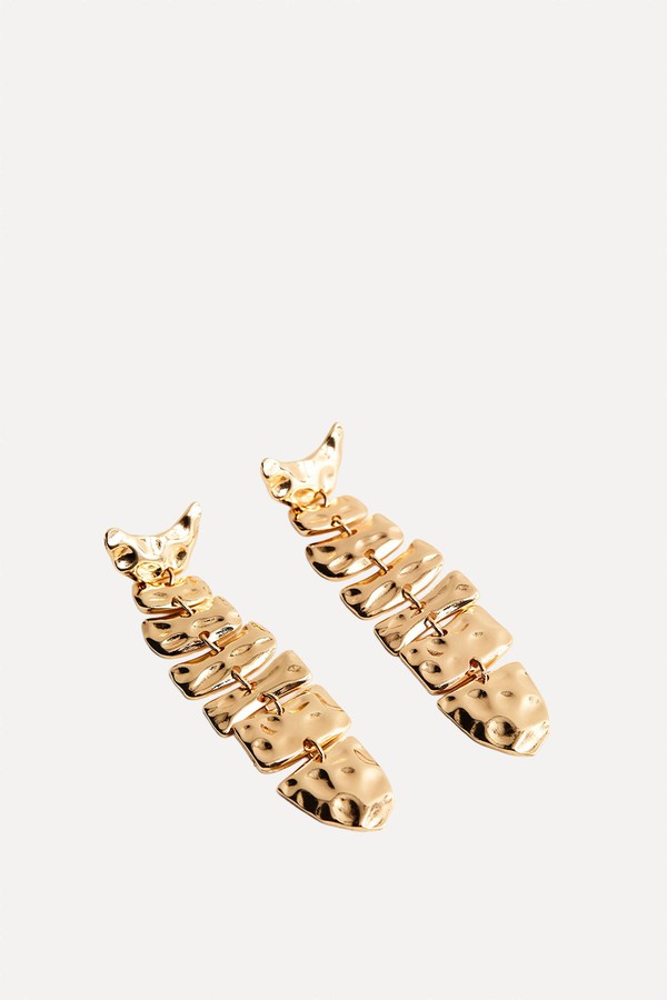 Beaten Fish Bone Drop Earrings 