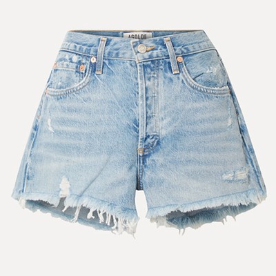 Parker Distressed Denim Shorts from Agolde