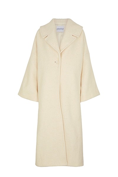 Cream Oversized Bouclé Coat from Mariam Al Sibai