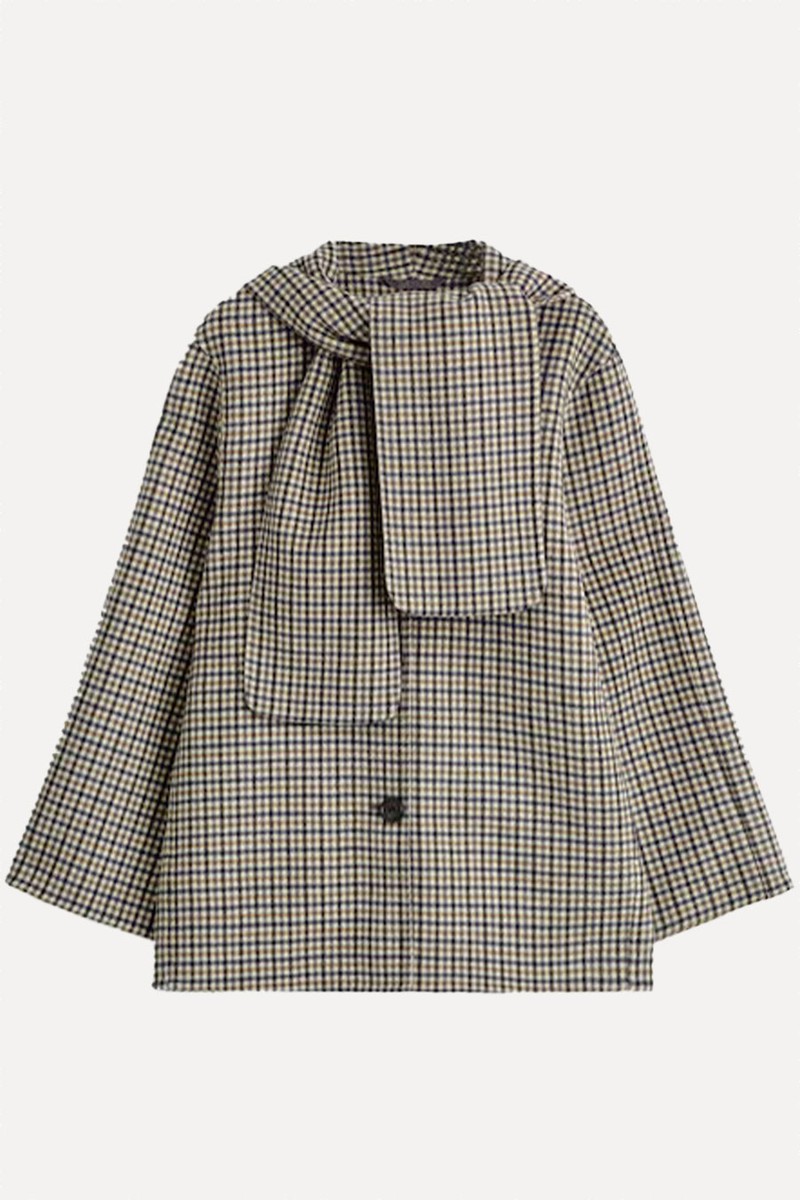 Double-Faced Wool Scarf Short Jacket