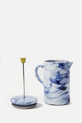 Mahi Marbled Blue Ceramic Cafetiere from Oliver Bonas