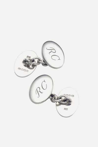 Double Domed Sterling Silver Engraved Cufflinks