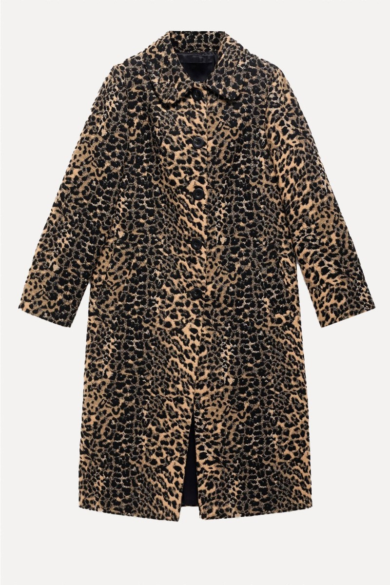 Leopard-Print Long Coat from Mango