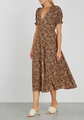 Maggie Leopard-Print Rayon Midi Dress from Faithfull The Brand