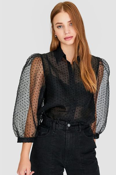 Organza Puff Sleeve Shirt from Stradivarius