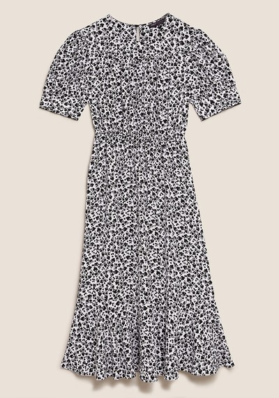 Ditsy Floral Round Neck Midi Waisted Dress from M&S